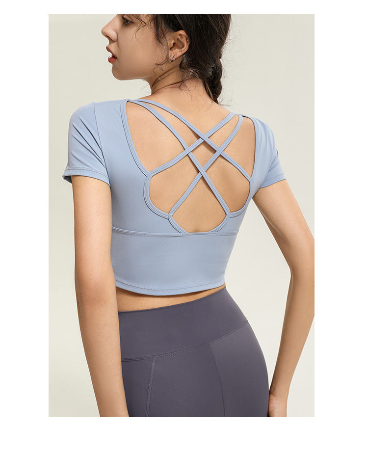 Crossed back high support top