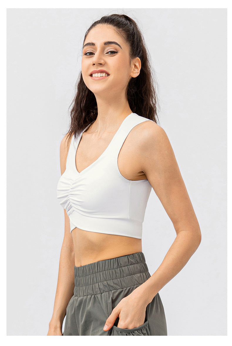 Gathered front sports bra