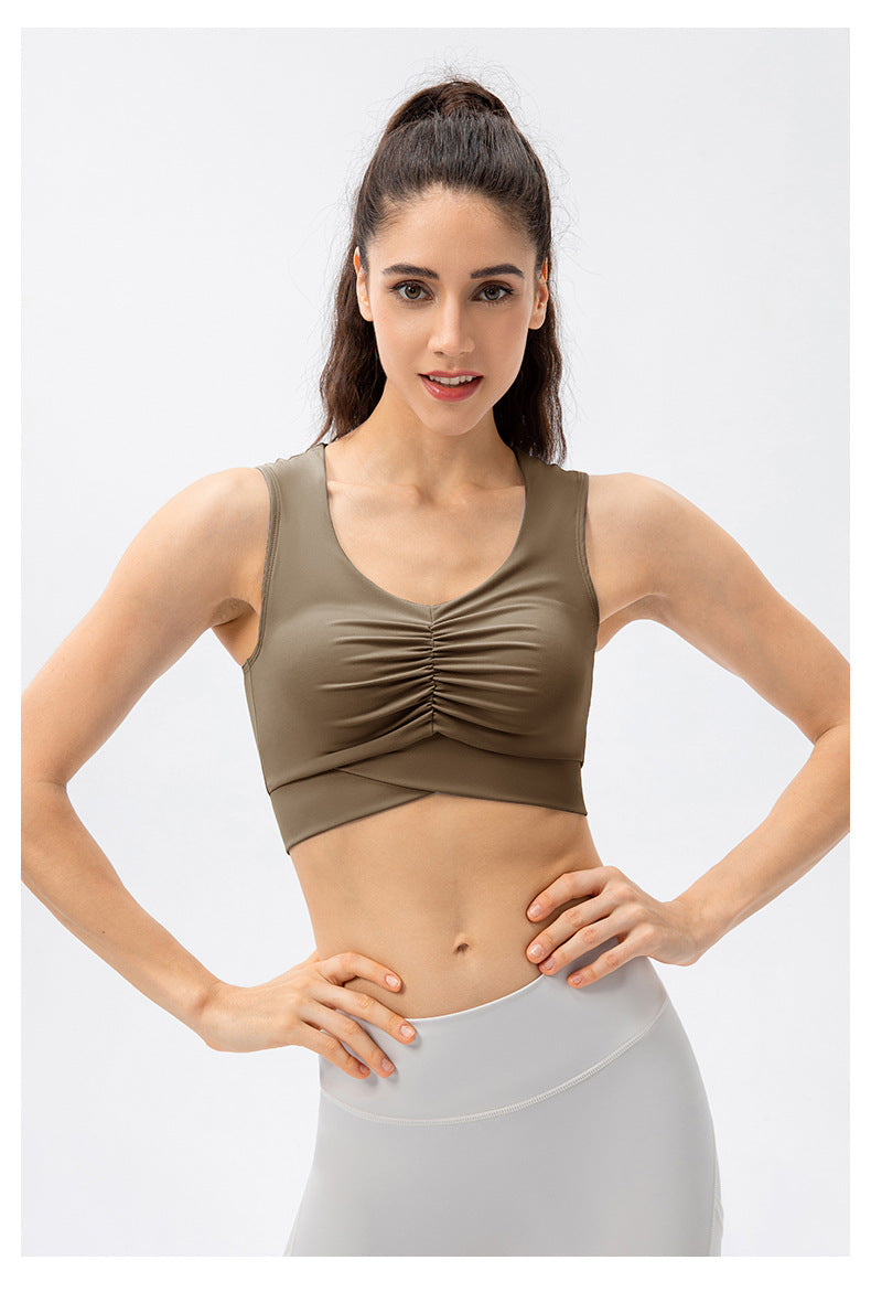 Gathered front sports bra