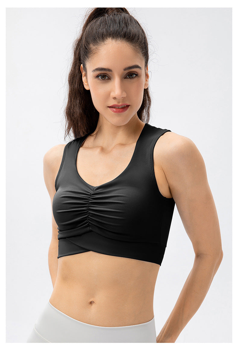 Gathered front sports bra