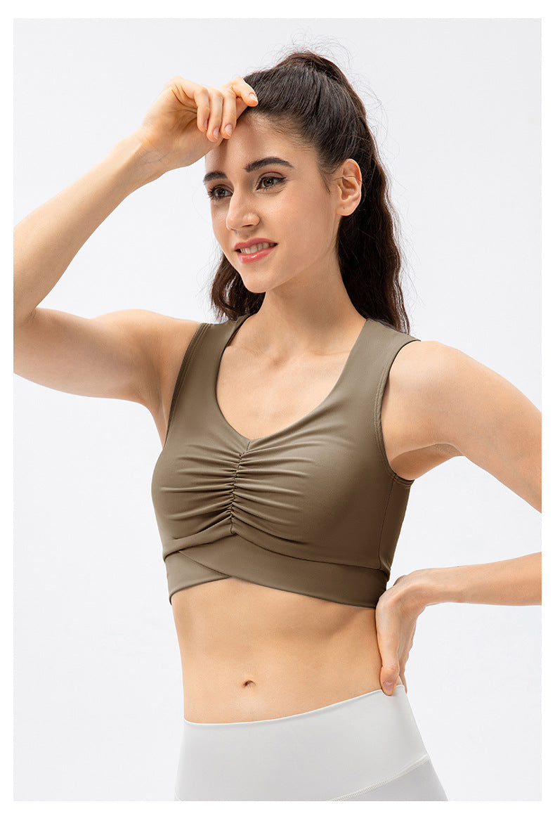 Gathered front sports bra