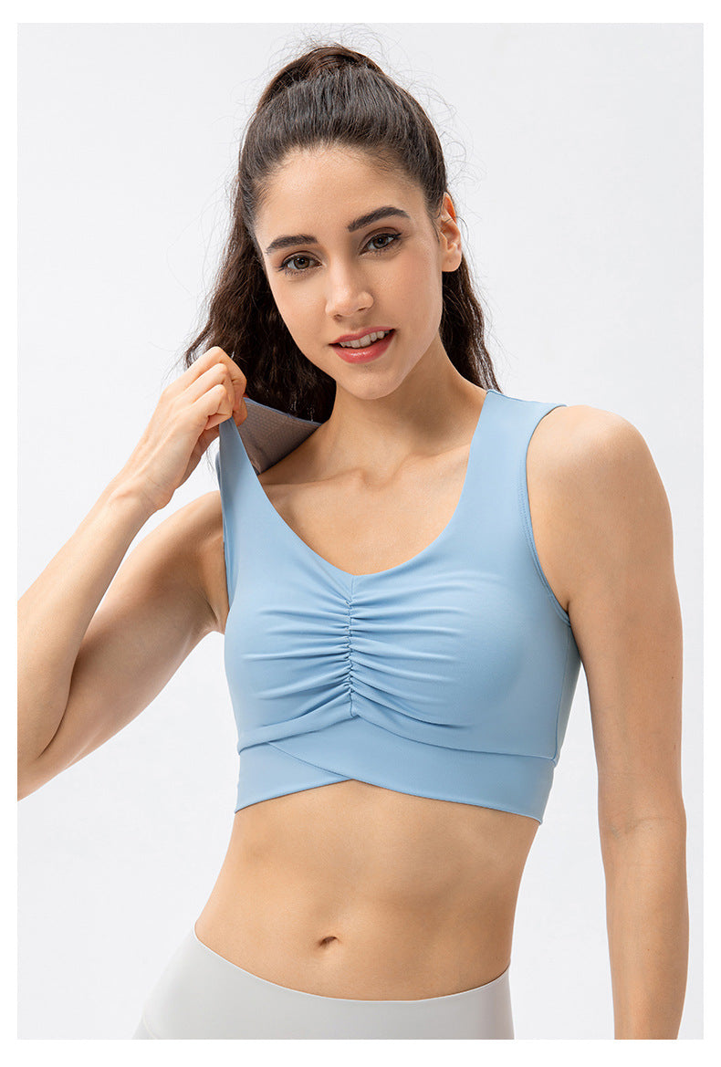 Gathered front sports bra
