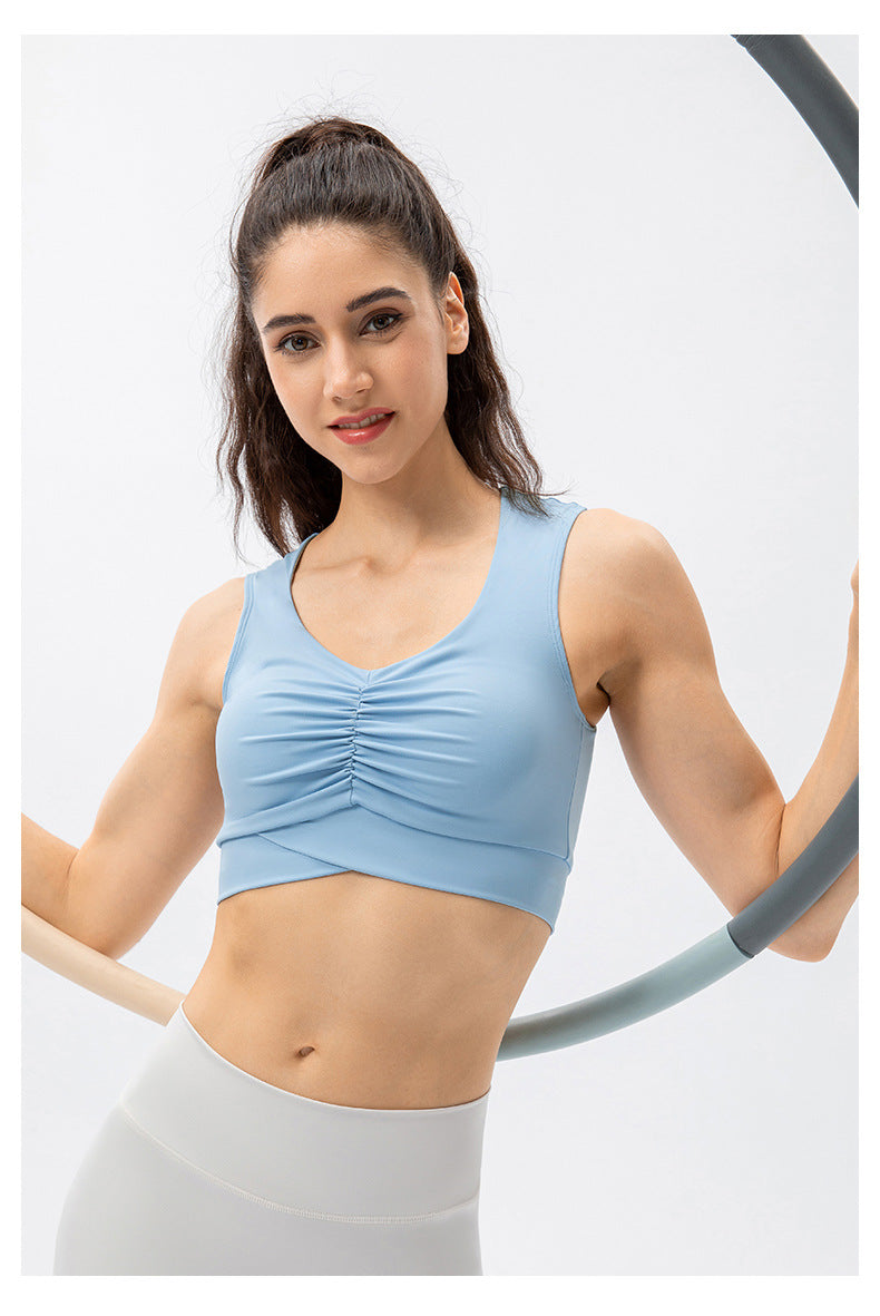Gathered front sports bra