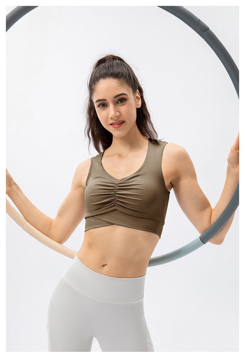 Gathered front sports bra