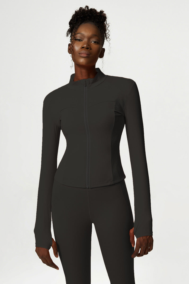 Warm full sleeve zip front top