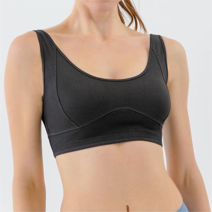 Denim look high support sports bra