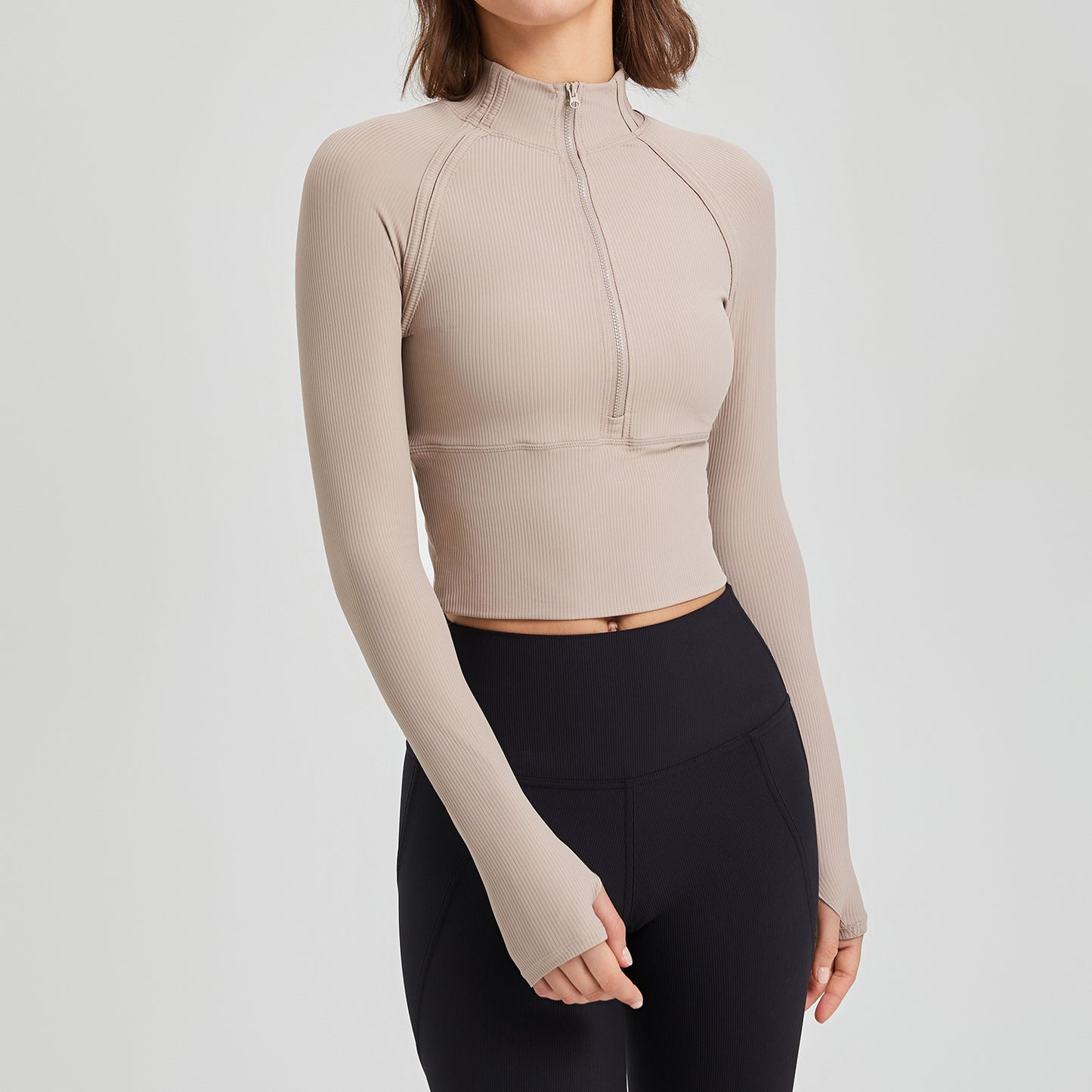 Zip front cropped jacket