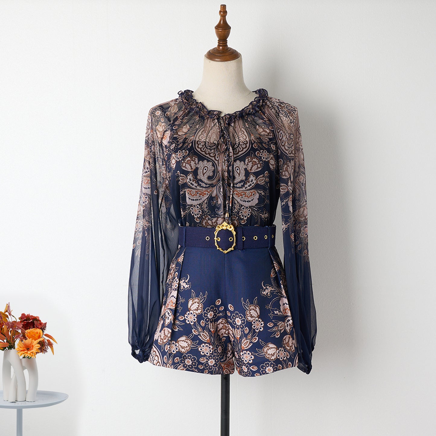 Matching shorts set with belt