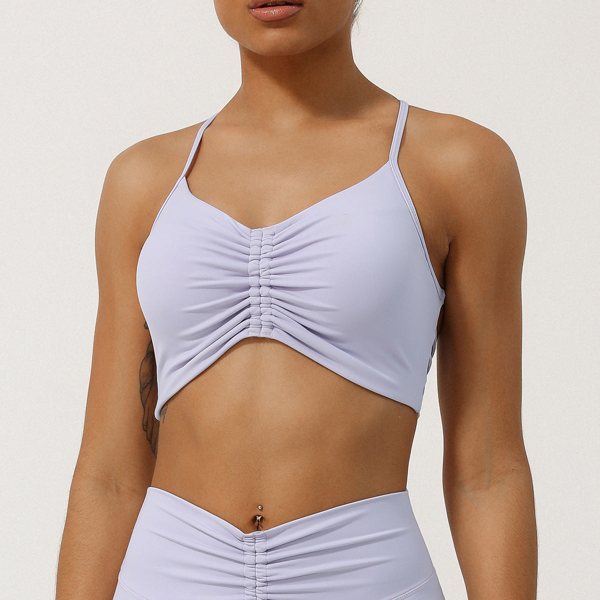 Gathered front sports bra