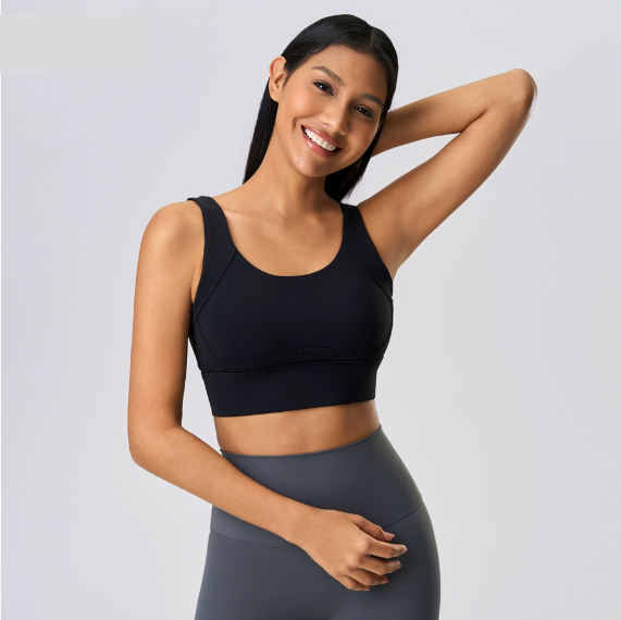 Low back high support sports bra