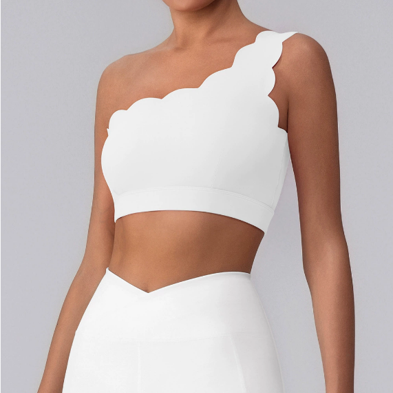 Scallop edge one shoulder top