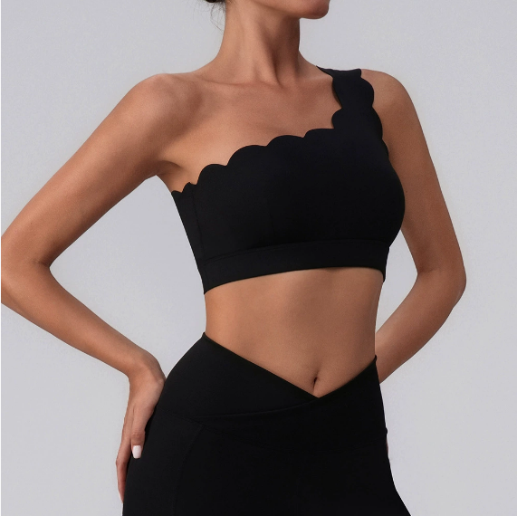 Scallop edge one shoulder top