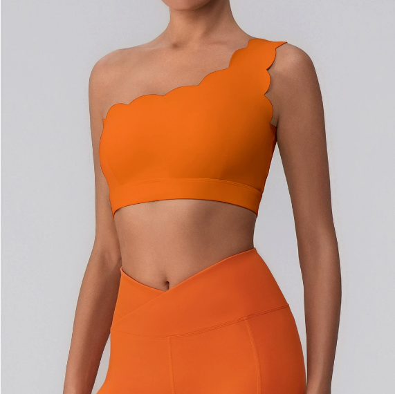 Scallop edge one shoulder top