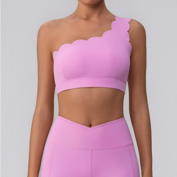 Scallop edge one shoulder top