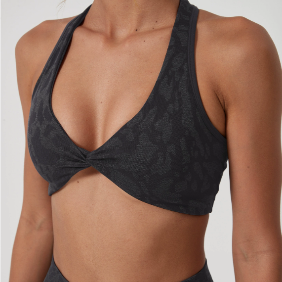 Twisted front printed bra