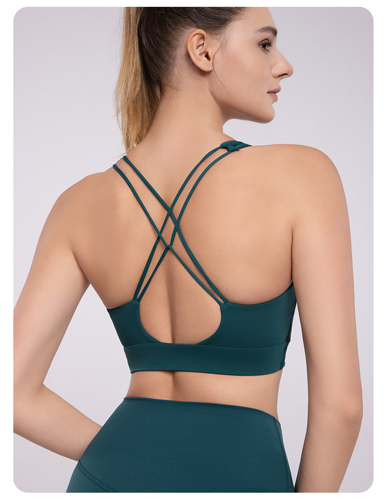 Cross back medium support bra