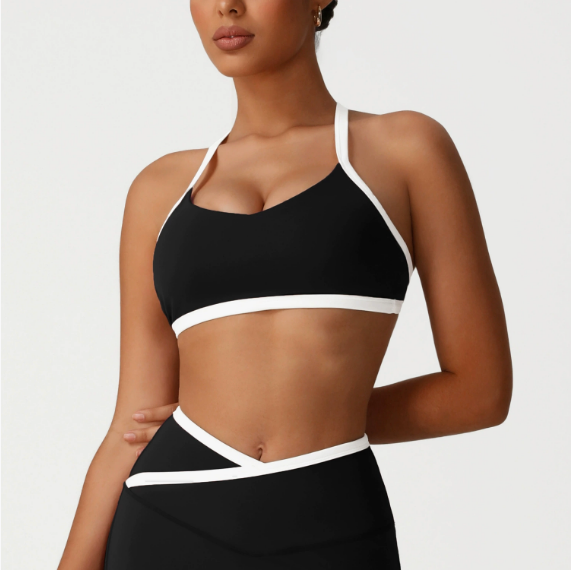 Contrast strap sports bra