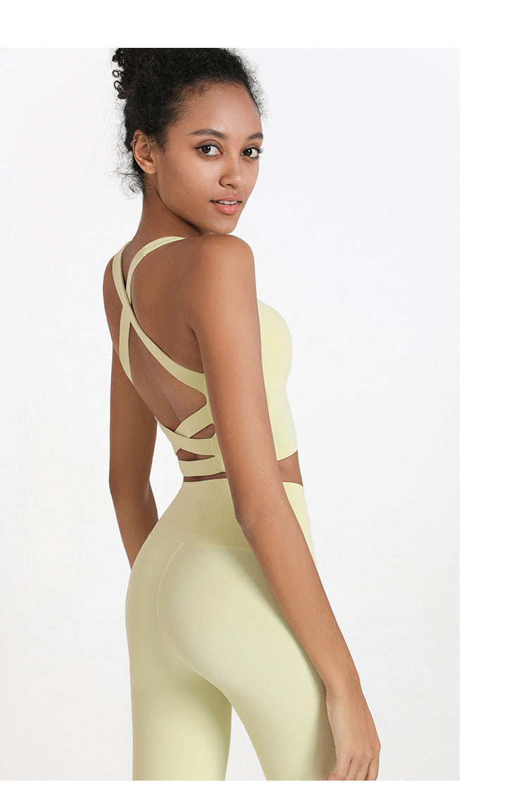 Cross back sports bra