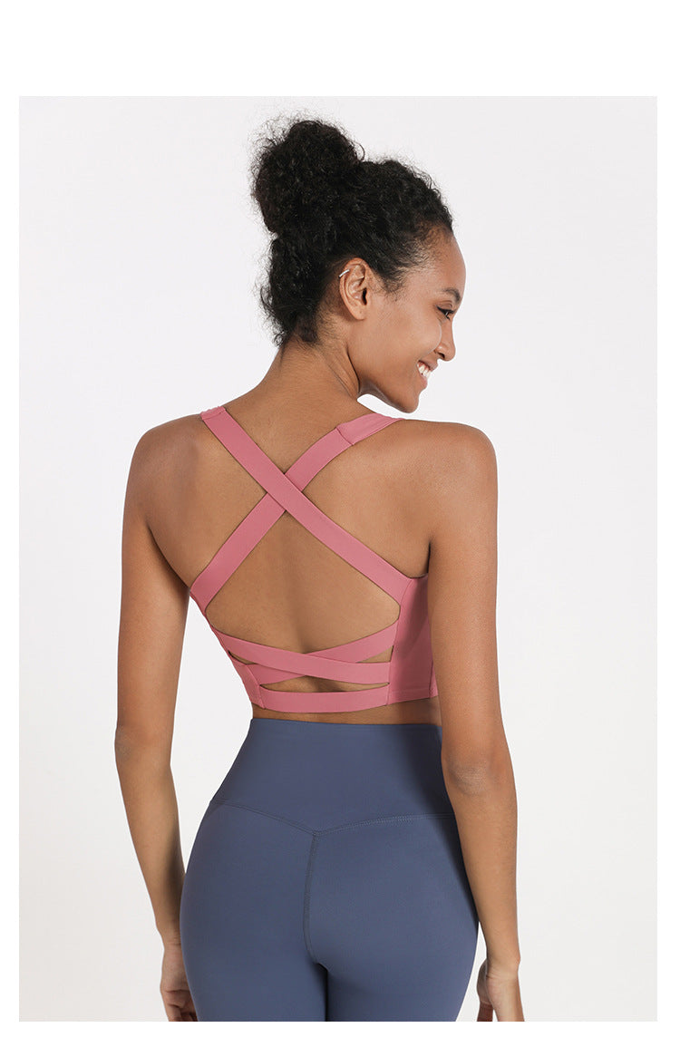 Cross back sports bra