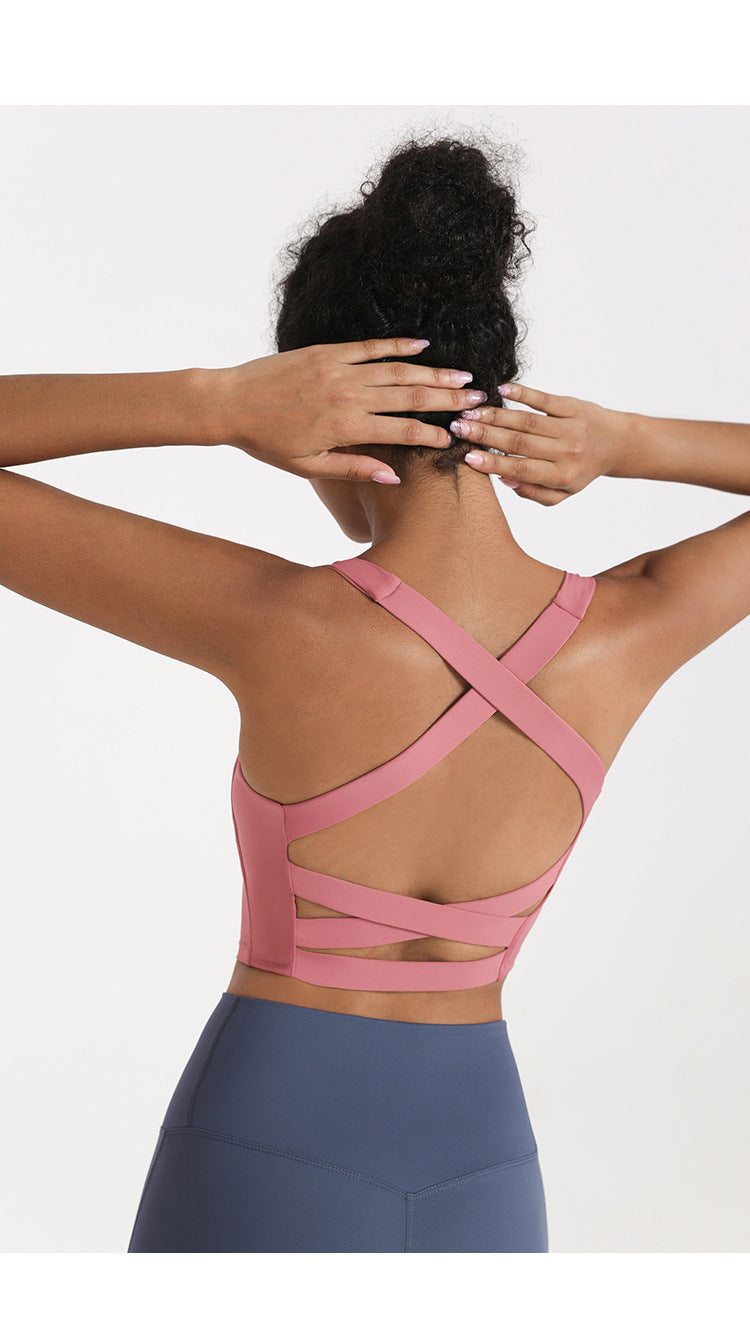 Cross back sports bra