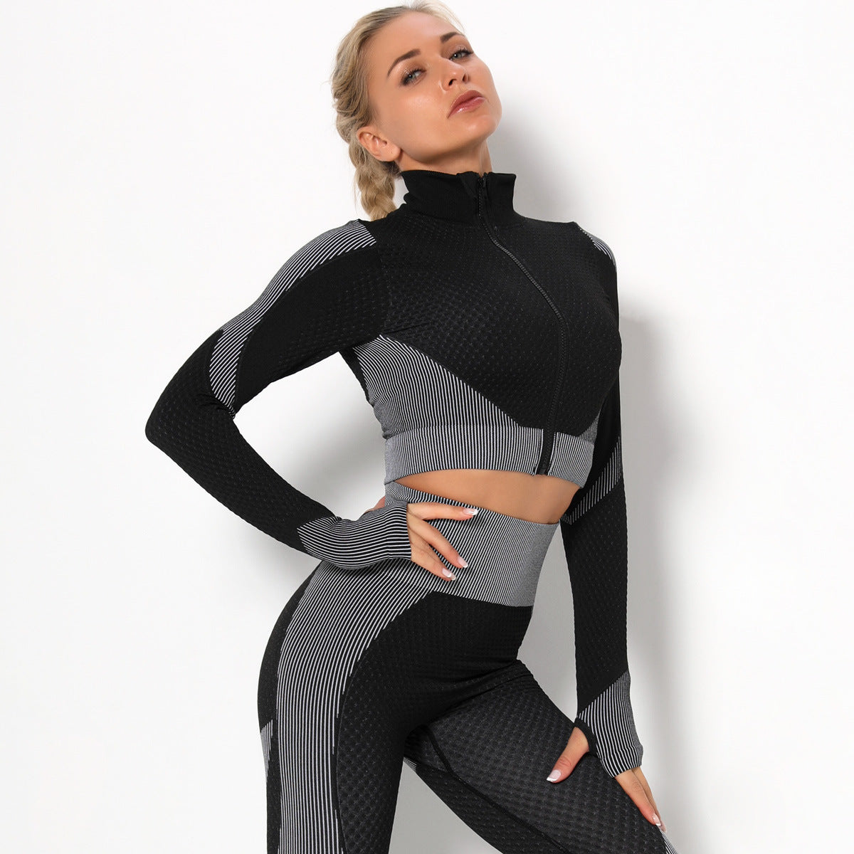 Zip front cropped top
