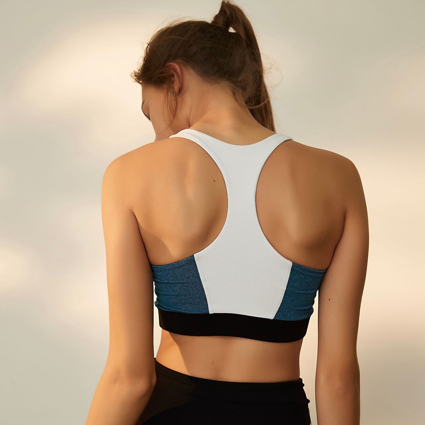 Contrast panel sports bra
