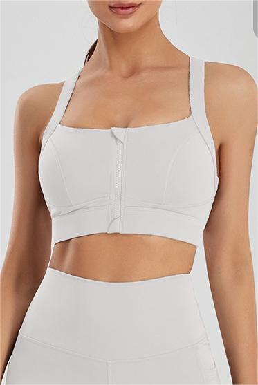 Zip front sports bra
