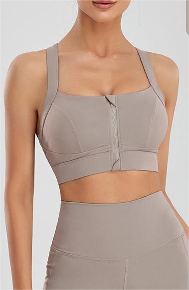 Zip front sports bra