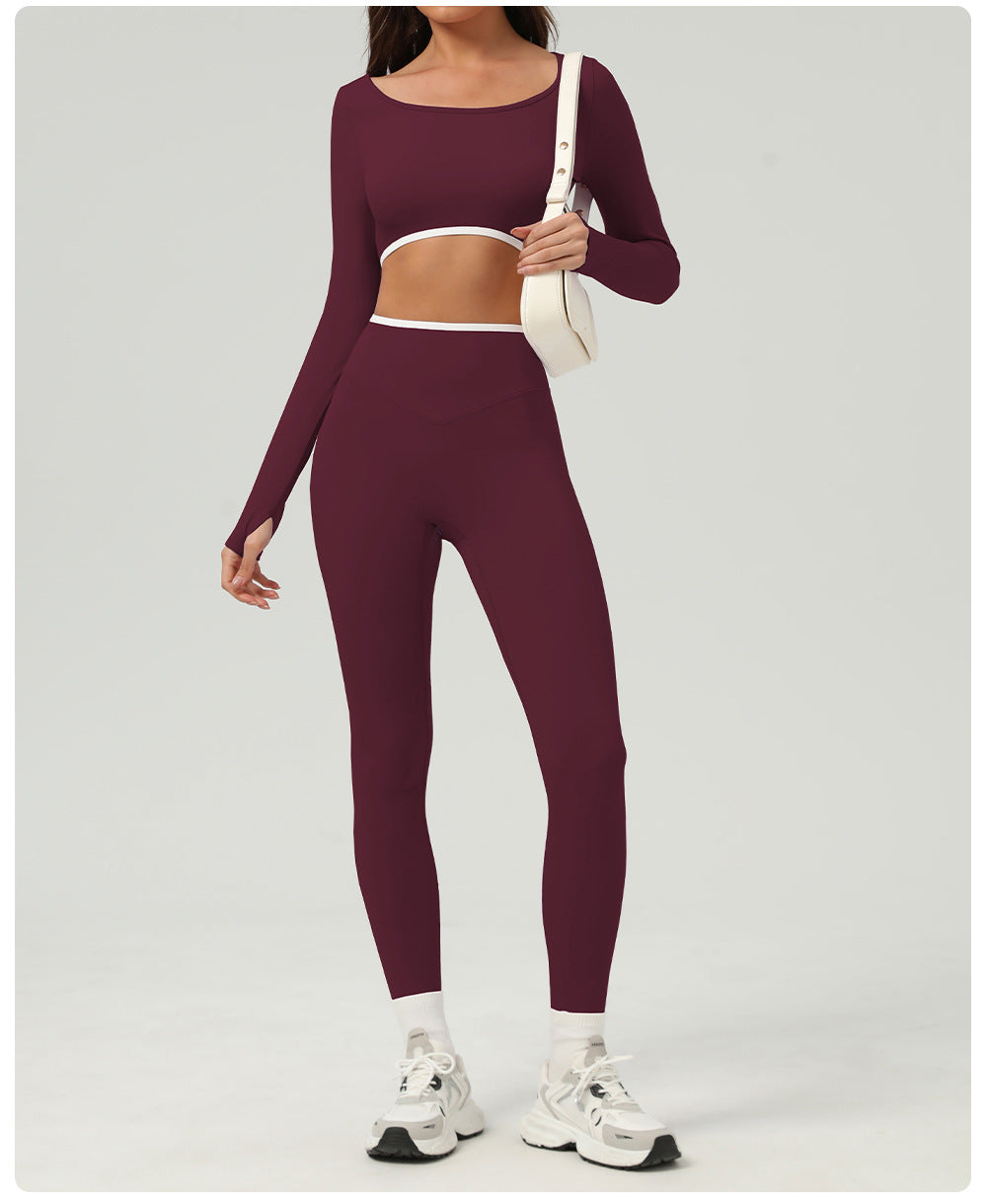 Contrast trim waist leggings
