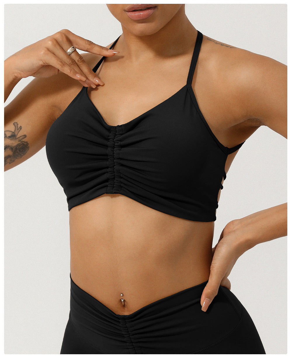 Gathered front sports bra