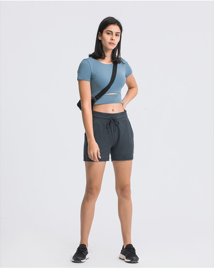 Casual workout shorts with drawstring