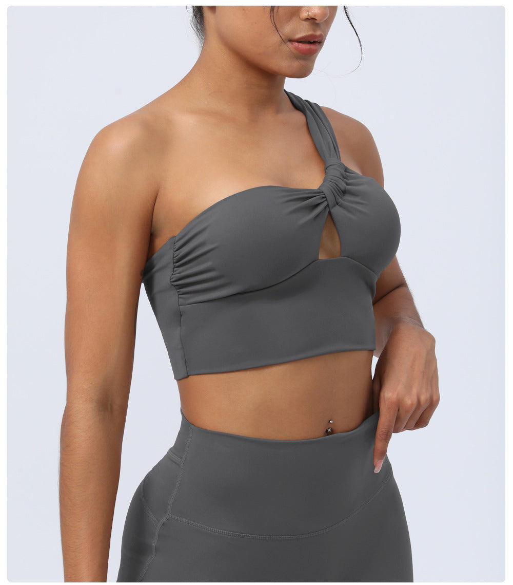 One shoulder sports bra