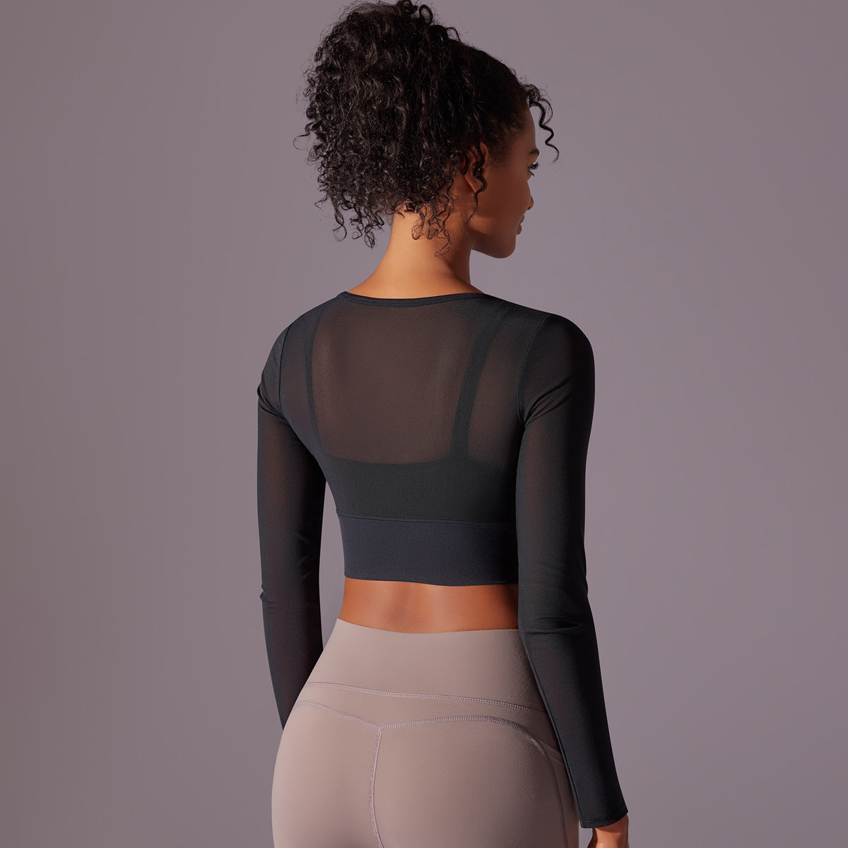 Mesh sleeve padded top