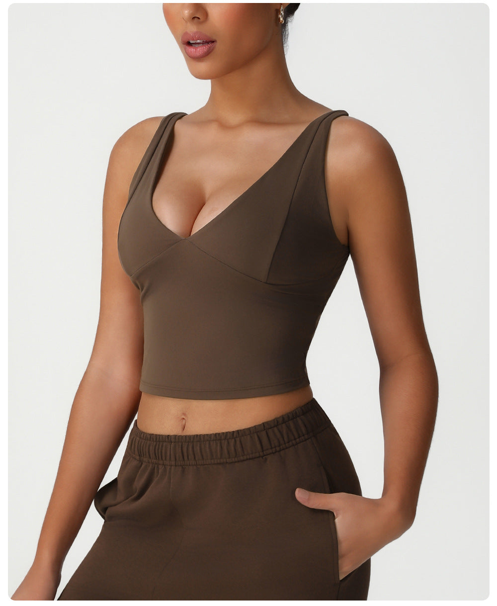 V neck medium support top