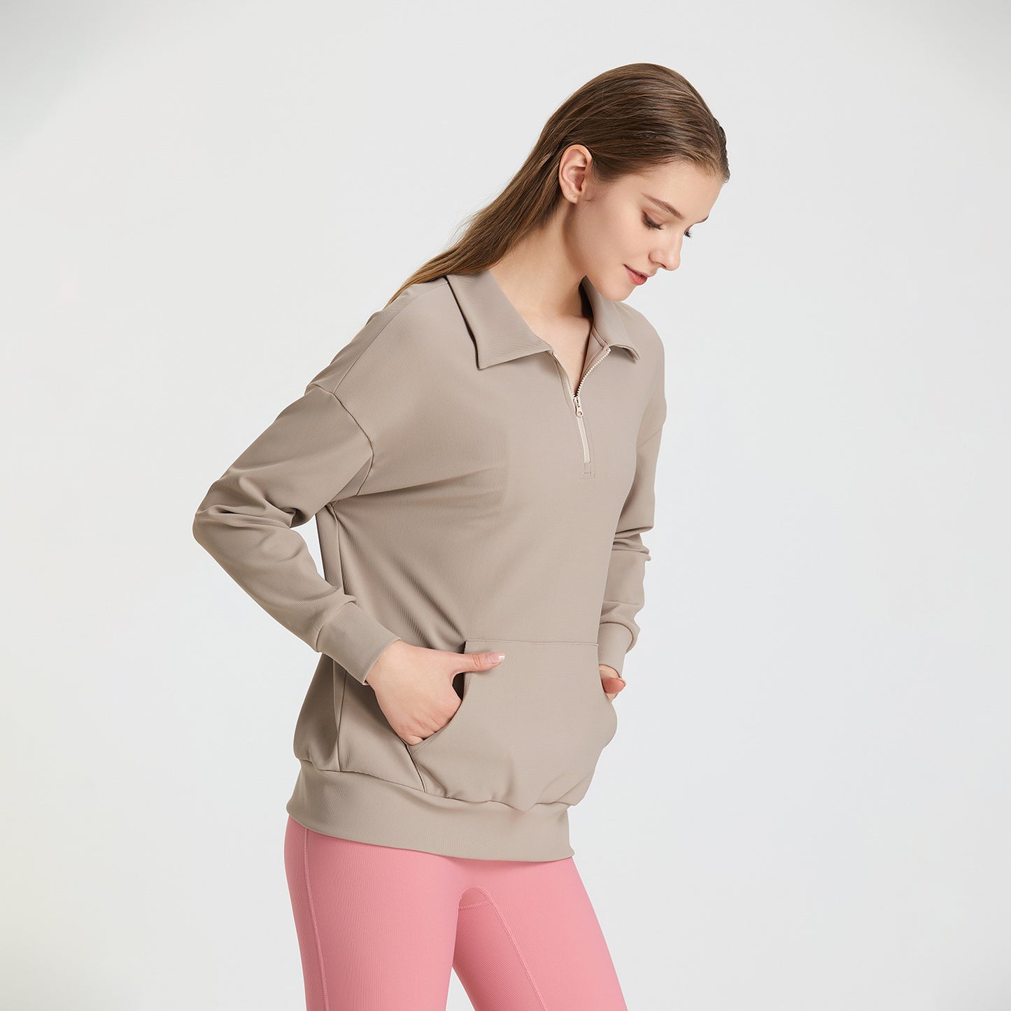 Rib collar sweater