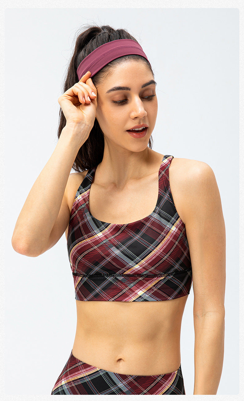 Plaid sports bra