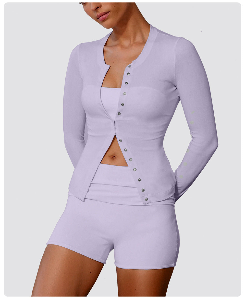 Soft feel buttoned top
