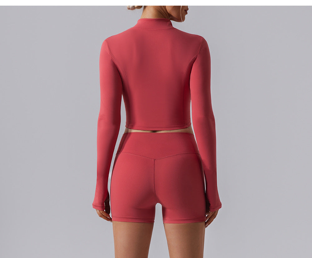 Zip front cropped top