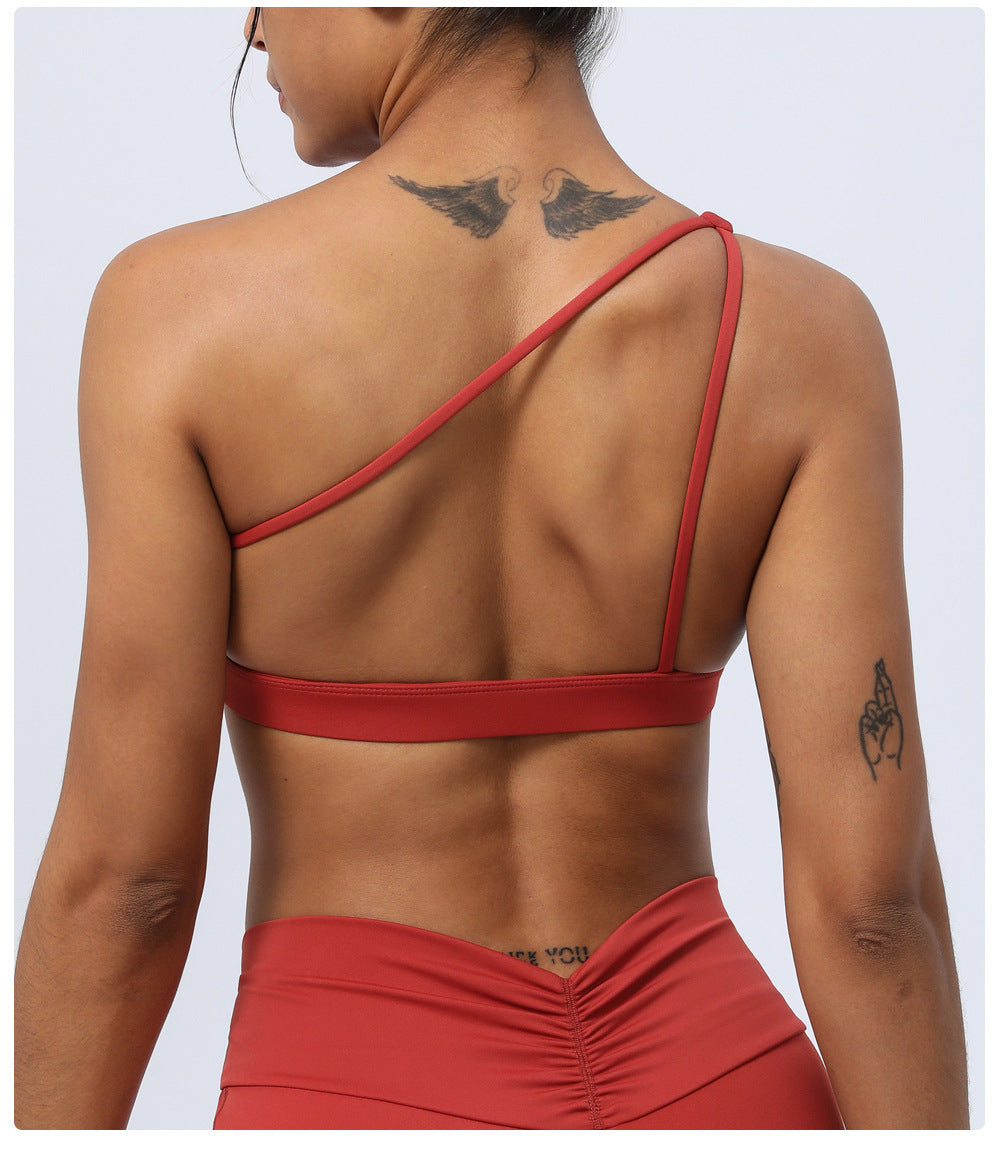 One shoulder sports bra