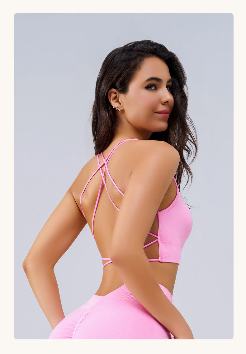 Cross back sports bra