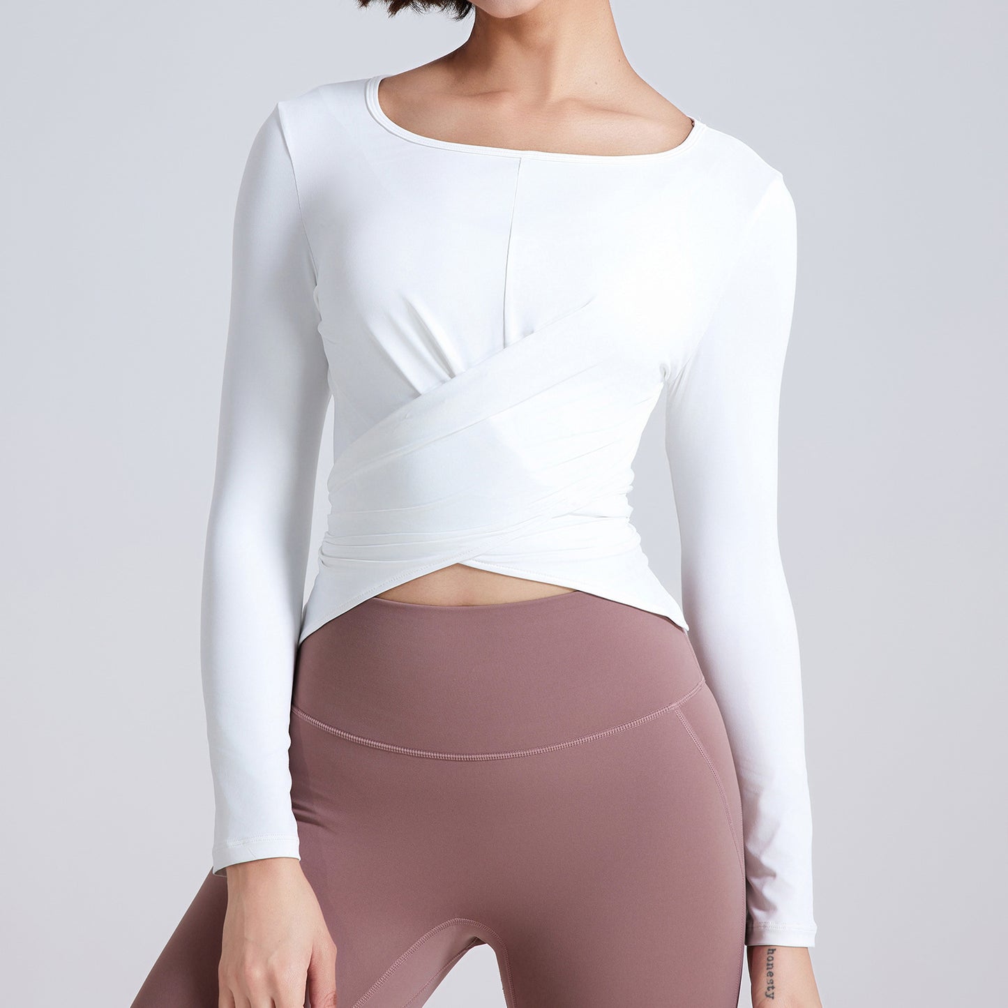 Wrap front full sleeve top