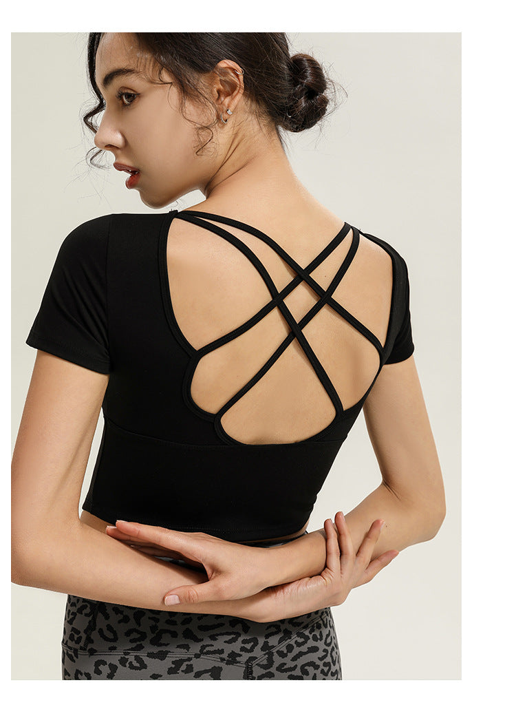 Crossed back high support top