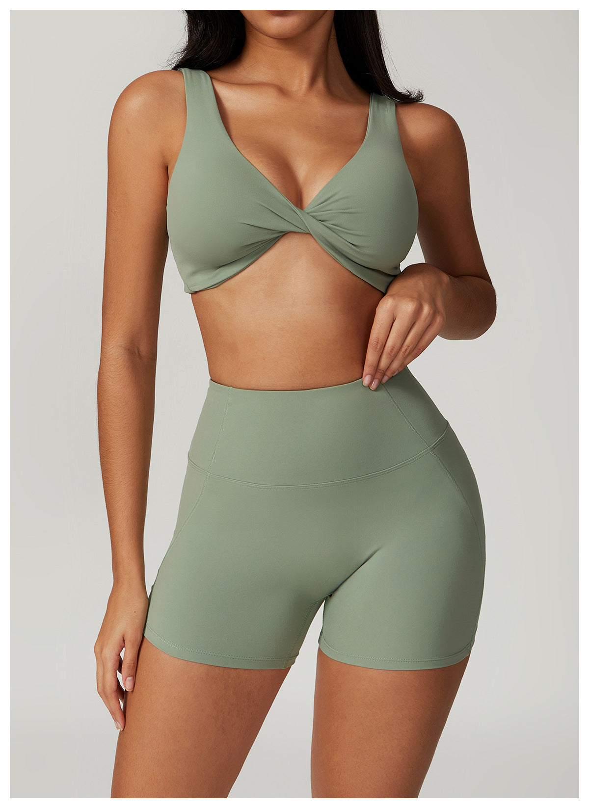 Twisted front sports bra