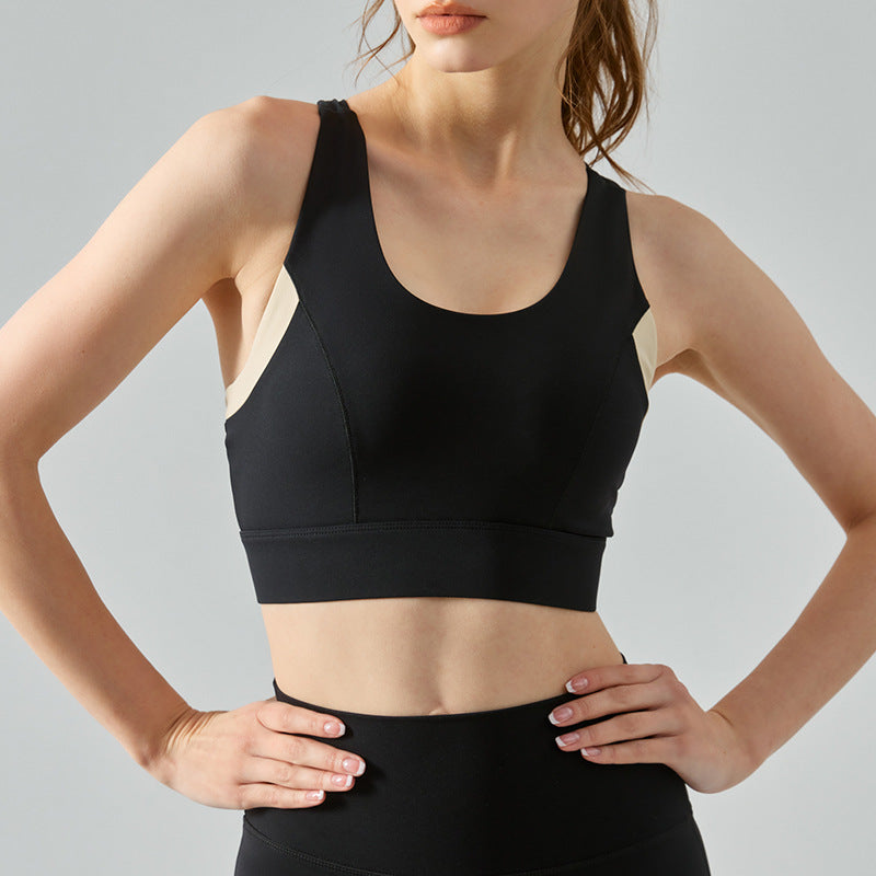 Contrast detail high support bra