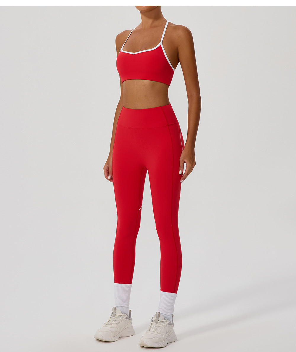 Contrast trim back leggings