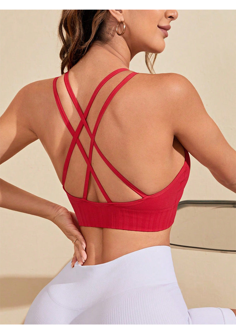 Cross back sports bra