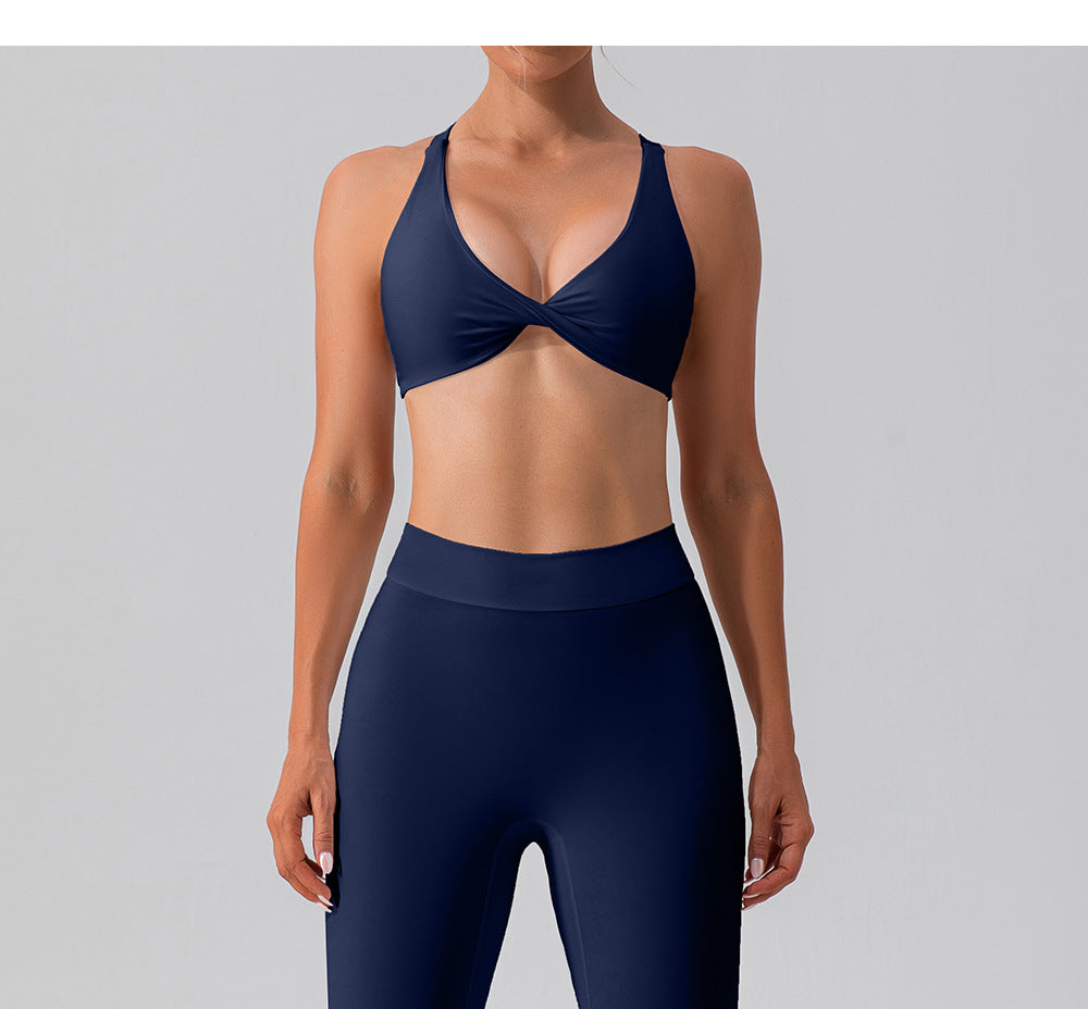 Twisted front sports bra
