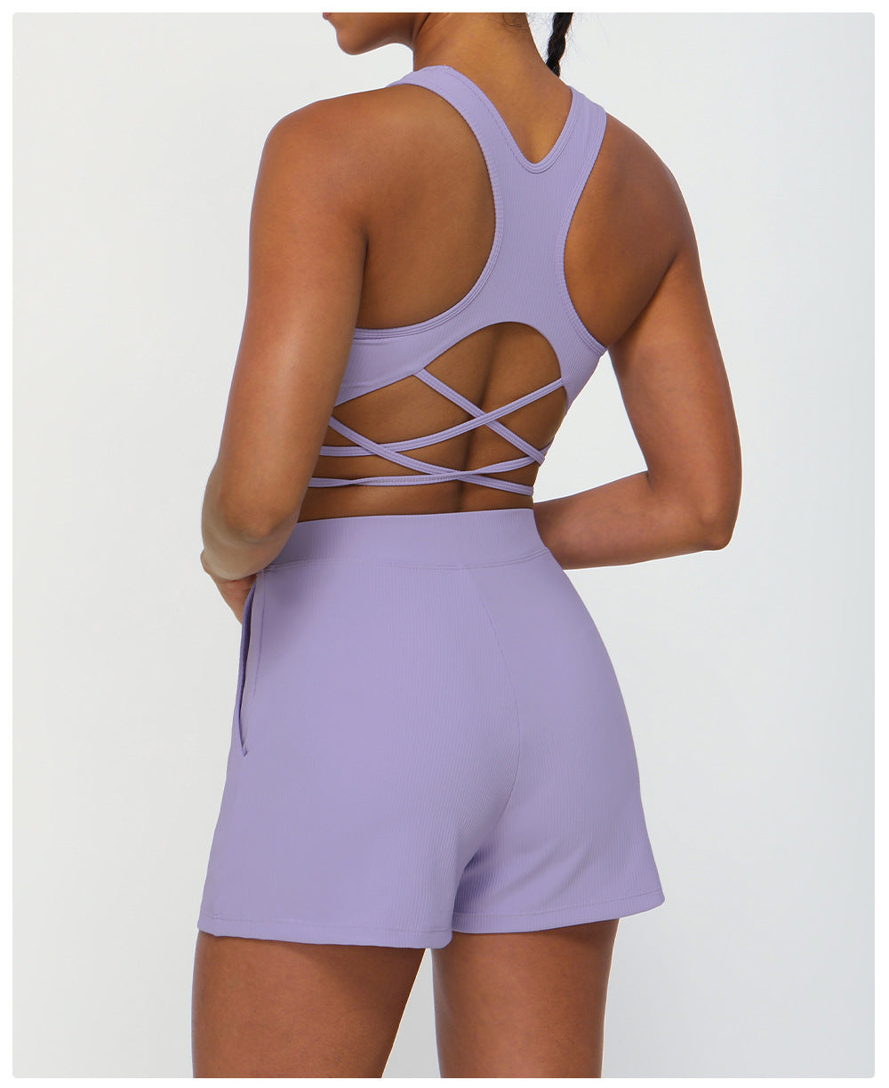 Cross back sports bra