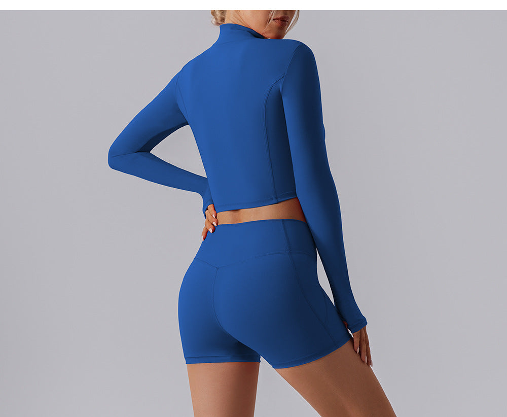 Zip front cropped top