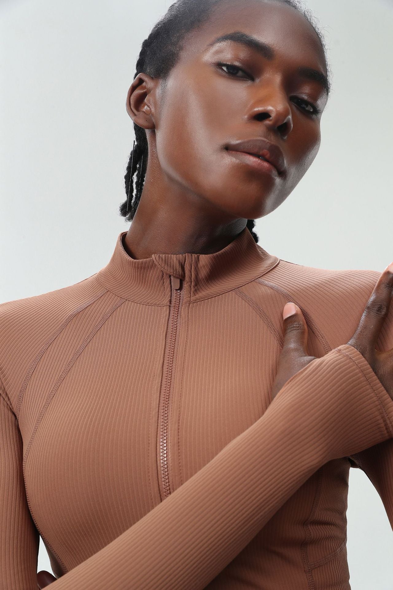 Light weight breathable zip front top